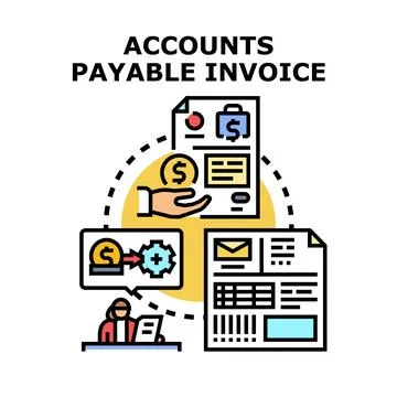 Accounts payable invoice processing financial concept Stock Illustration