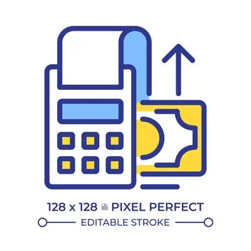 Accounts payable pixel perfect line color icon Stock Illustration