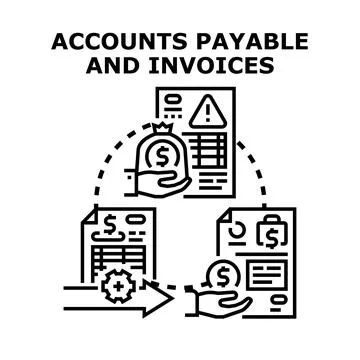 Accounts payable process managing financial transactions Stock Illustration