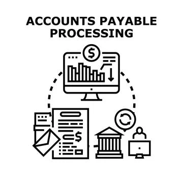 Accounts payable processing automating financial workflow Stock Illustration