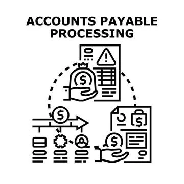 Accounts payable processing workflow concept illustration Stock Illustration