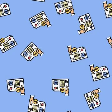 Accounts receivable business process vector seamless pattern Stock Illustration
