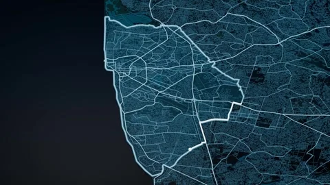 Accra Ghana Glowing Digital Map Animation 4K Video stock 337600033
