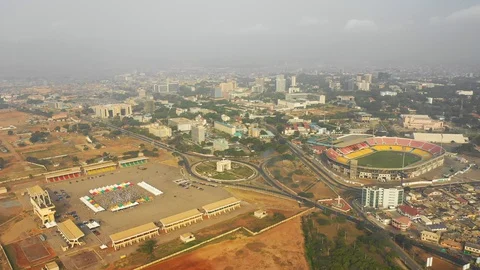 Accra Independance square, drone view, zoom in Stock-Footage 127641363