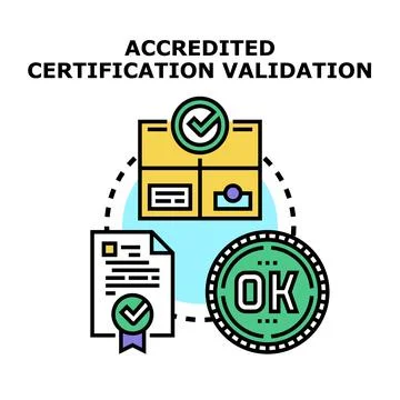 Accredited certification validation process approval mark Stock Illustration