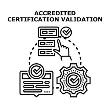 Accredited certification validation process concept illustration Stock Illustration