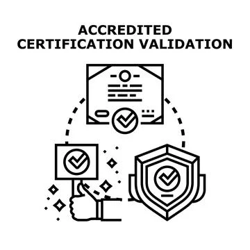 Accredited certification validation process concept illustration Stock Illustration