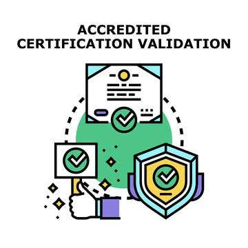 Accredited certification validation process concept illustration Stock Illustration