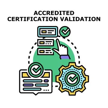 Accredited certification validation process concept illustration Stock Illustration