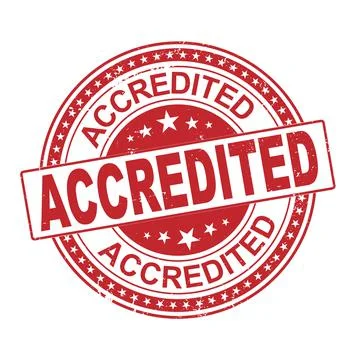 Accredited red stamp with rubber stamp icon isolated on white background. Vector Stock Illustration