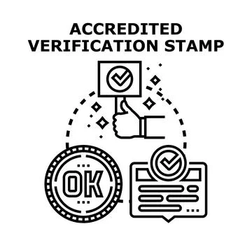 Accredited verification stamp approving quality control process Stock Illustration