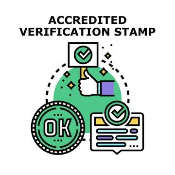 Accredited verification stamp approving quality control process Stock Illustration