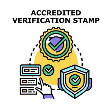 Accredited verification stamp concept for online security Stock Illustration