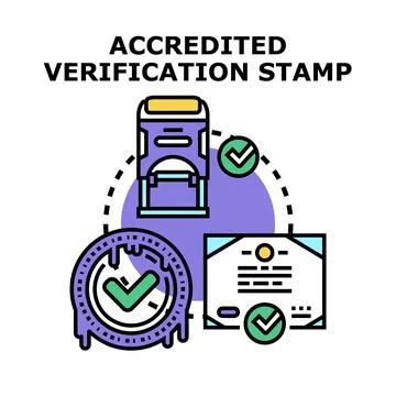 Accredited verification stamp concept for quality approval Stock Illustration