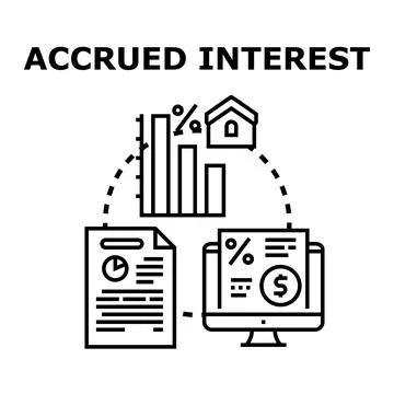 Accrued interest concept with financial documents and data Illustrazione stock