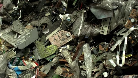 Accumulated electronic scrap Stock Footage 81684812