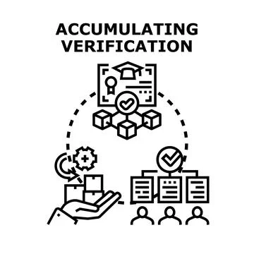 Accumulating verification process for business certification Stock Illustration
