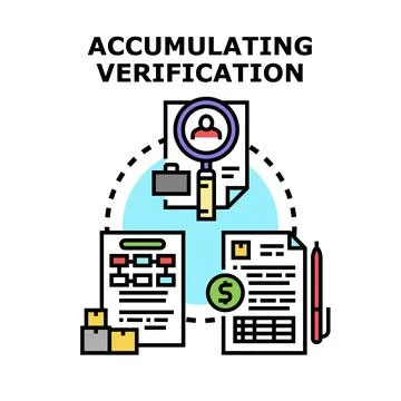 Accumulating verification process for business documents Stock Illustration