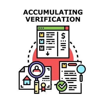 Accumulating verification process of data and documents Stock Illustration