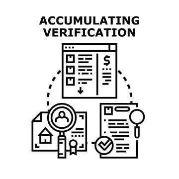 Accumulating verification process of data and documents Stock Illustration