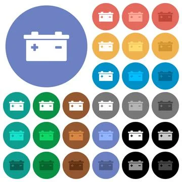 Accumulator round flat multi colored icons 스톡 일러스트