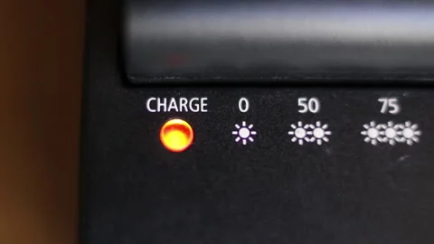The accumulators charging battery indicator. Charging level lamp light up Stock Footage 231901350