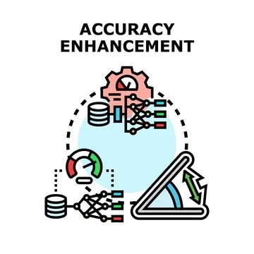 Accuracy enhancement process optimizing data machine learning Stock Illustration