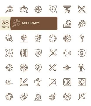 Accuracy Essential Vector Set including 42 PIXEL Perfect Regular Line Retin.. Stock Illustration