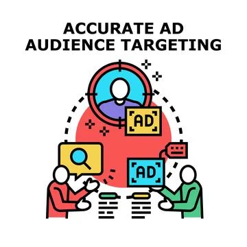 Accurate ad audience targeting strategy marketing concept Stock Illustration