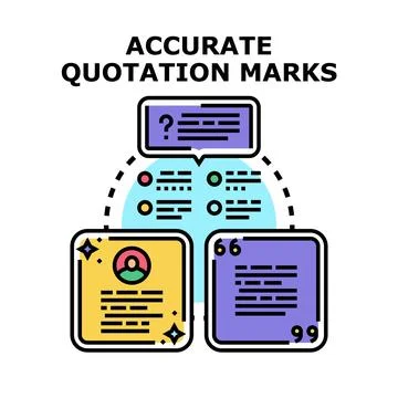 Accurate quotation marks concept connecting information and references Stock Illustration