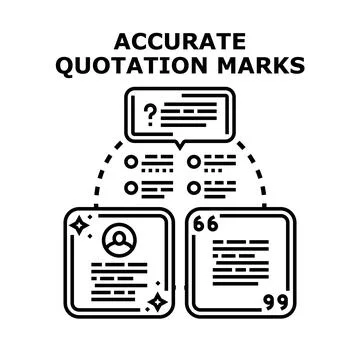 Accurate quotation marks concept connecting information and references Stock Illustration