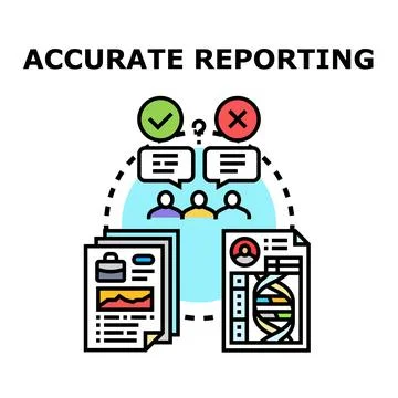 Accurate reporting and fact checking information process Stock Illustration