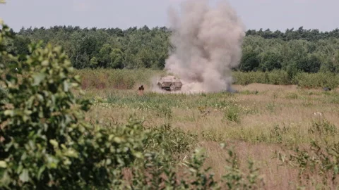 Accurate rocket from Precision Shoulder-Fired Rocket Launcher PSRL-1 hits target 스톡 동영상 208850868