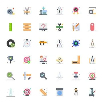 Accurate Scalable Vector Set featuring 36 Pixel Optimized Flat 128x128 Icons Illustrazione stock