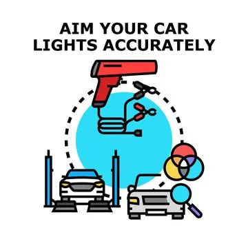 Accurately aiming car headlights for auto service concept Stock Illustration