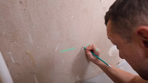 Accurately Identifying Anchor Points On Plastered Wall Surface 스톡 동영상 329498387