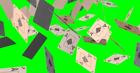 Ace card falling - green screen Stock Footage 82978110