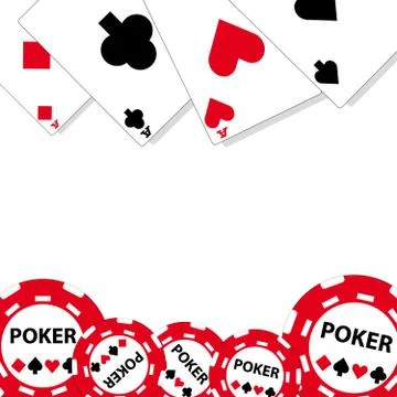 Ace with chip on white background Illustrazione stock