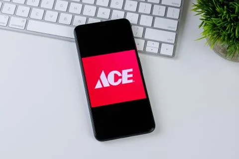 Ace Hardware app logo on a smartphone screen Stock Photos
