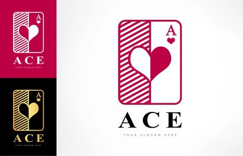 Ace of hearts logo vector. Playing cards design. Stock Illustration