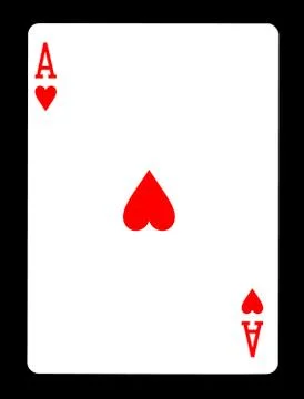 Ace of hearts playing card, isolated on black background. Stock Photos