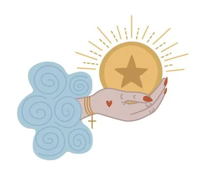 Ace of pentacles, boho illustration Stock Illustration