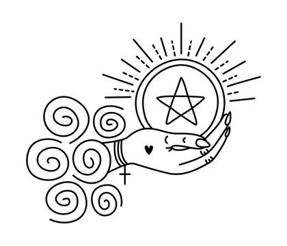 Ace of pentacles, line illustration Stock Illustration