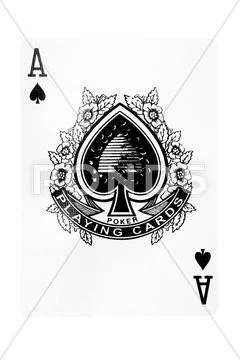 Ace of Spades with Clipping Path Isolated on a White Background Stock Photos