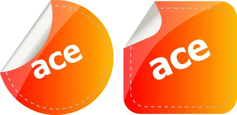 Ace stickers set, icon button isolated on white Stock Illustration