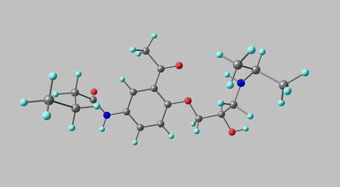 Acebutolol molecular structure isolated on grey Stock Illustration