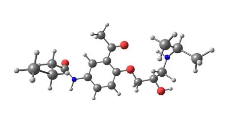 Acebutolol molecular structure isolated on white Stockillustratie