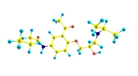 Acebutolol molecular structure isolated on white Stock Illustration
