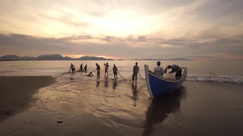 Aceh Fisherman 3 Stock Footage 128405980