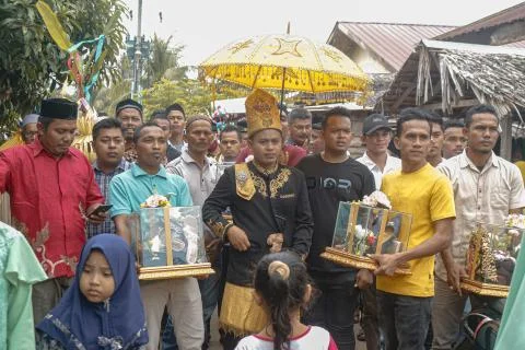 Aceh tradition of escorting the groom to the bride's house Stock Photos